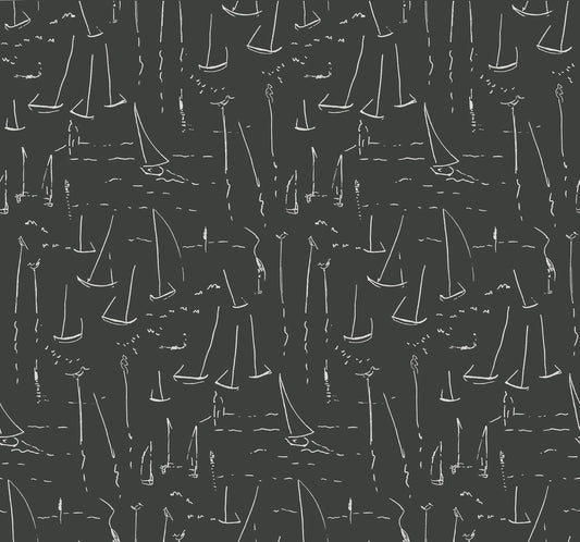 York Artisan Studio Vermillion Coast Wallpaper - Carbon Black