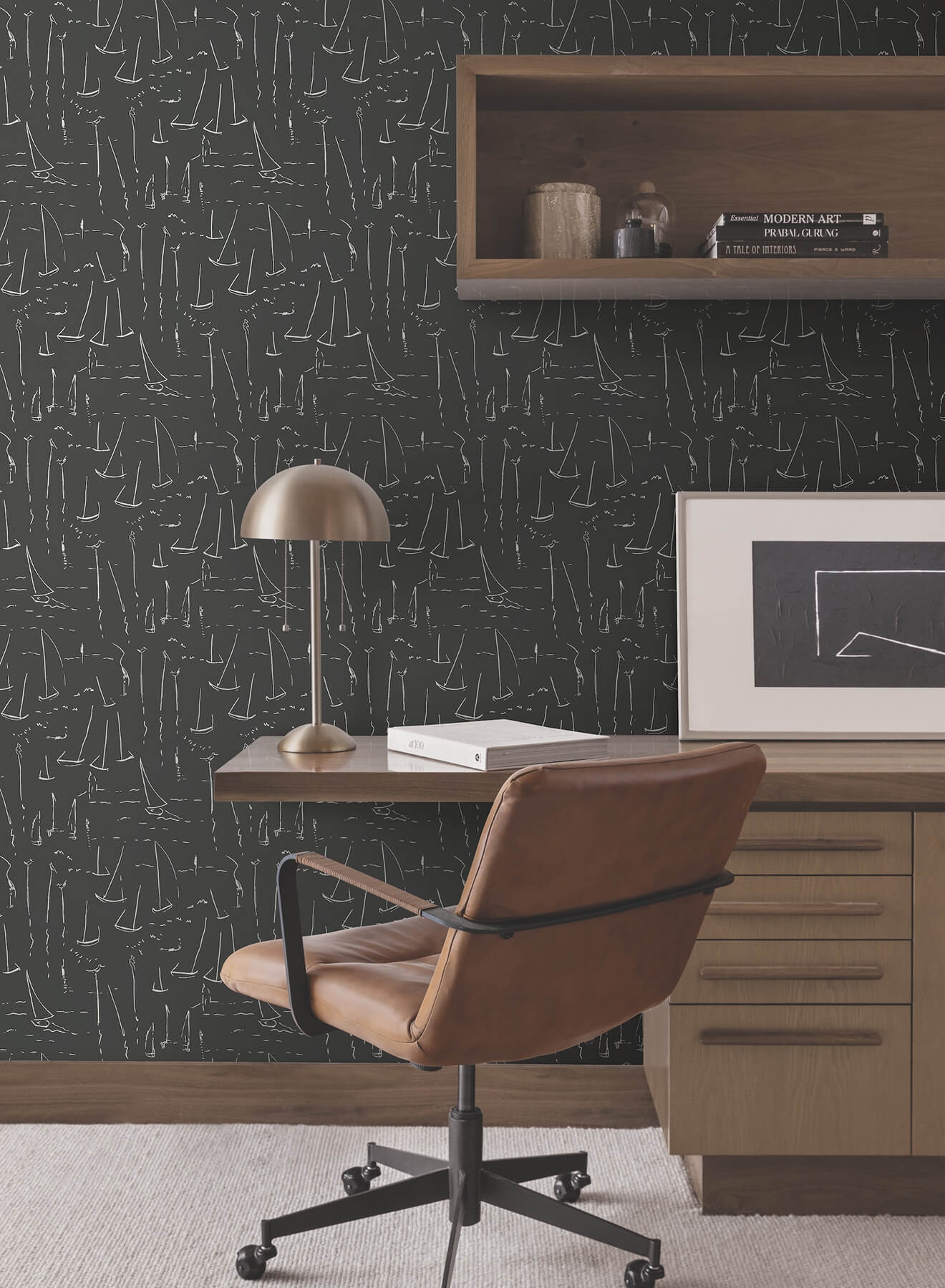 York Artisan Studio Vermillion Coast Wallpaper - Carbon Black