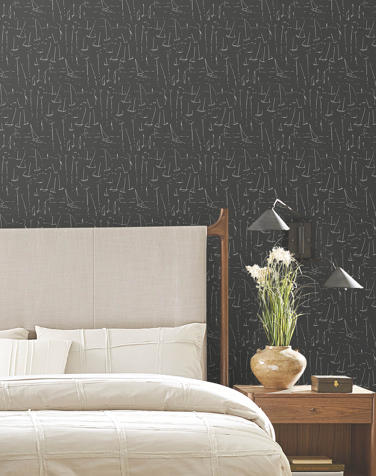 York Artisan Studio Vermillion Coast Wallpaper - Carbon Black