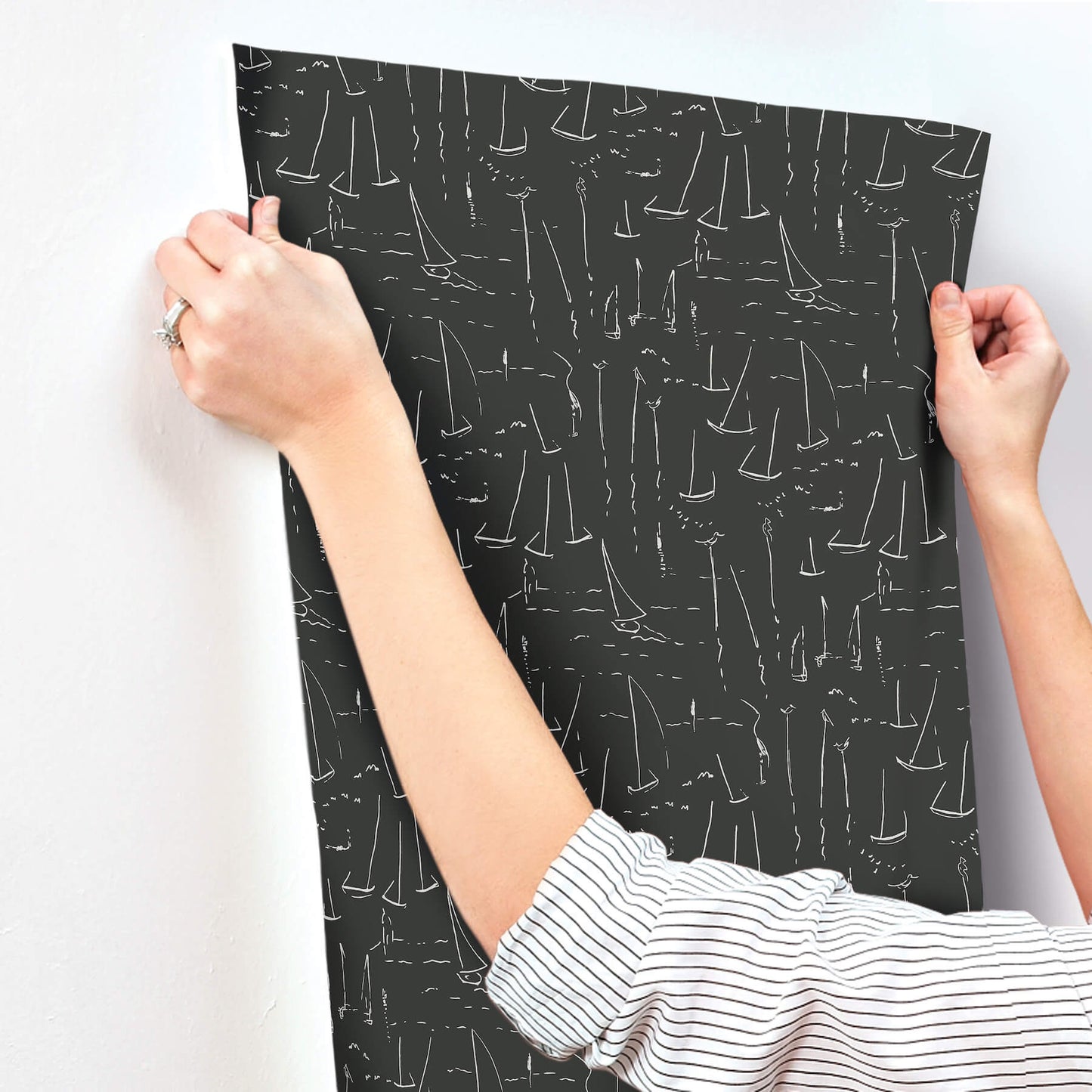 York Artisan Studio Vermillion Coast Wallpaper - Carbon Black