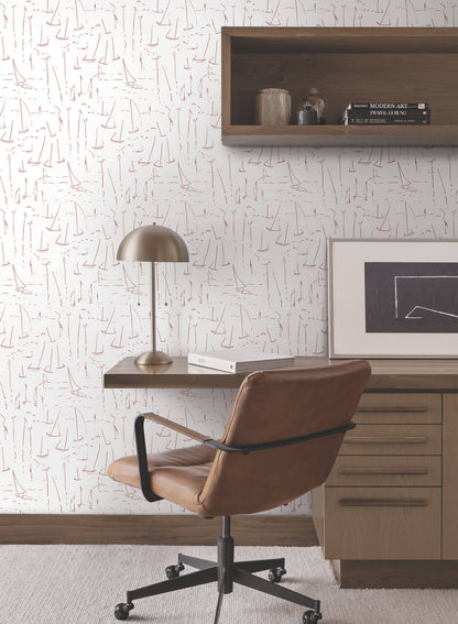 York Artisan Studio Vermillion Coast Wallpaper - Vermillion