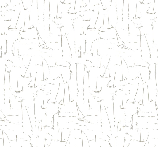 York Artisan Studio Vermillion Coast Wallpaper - Silver