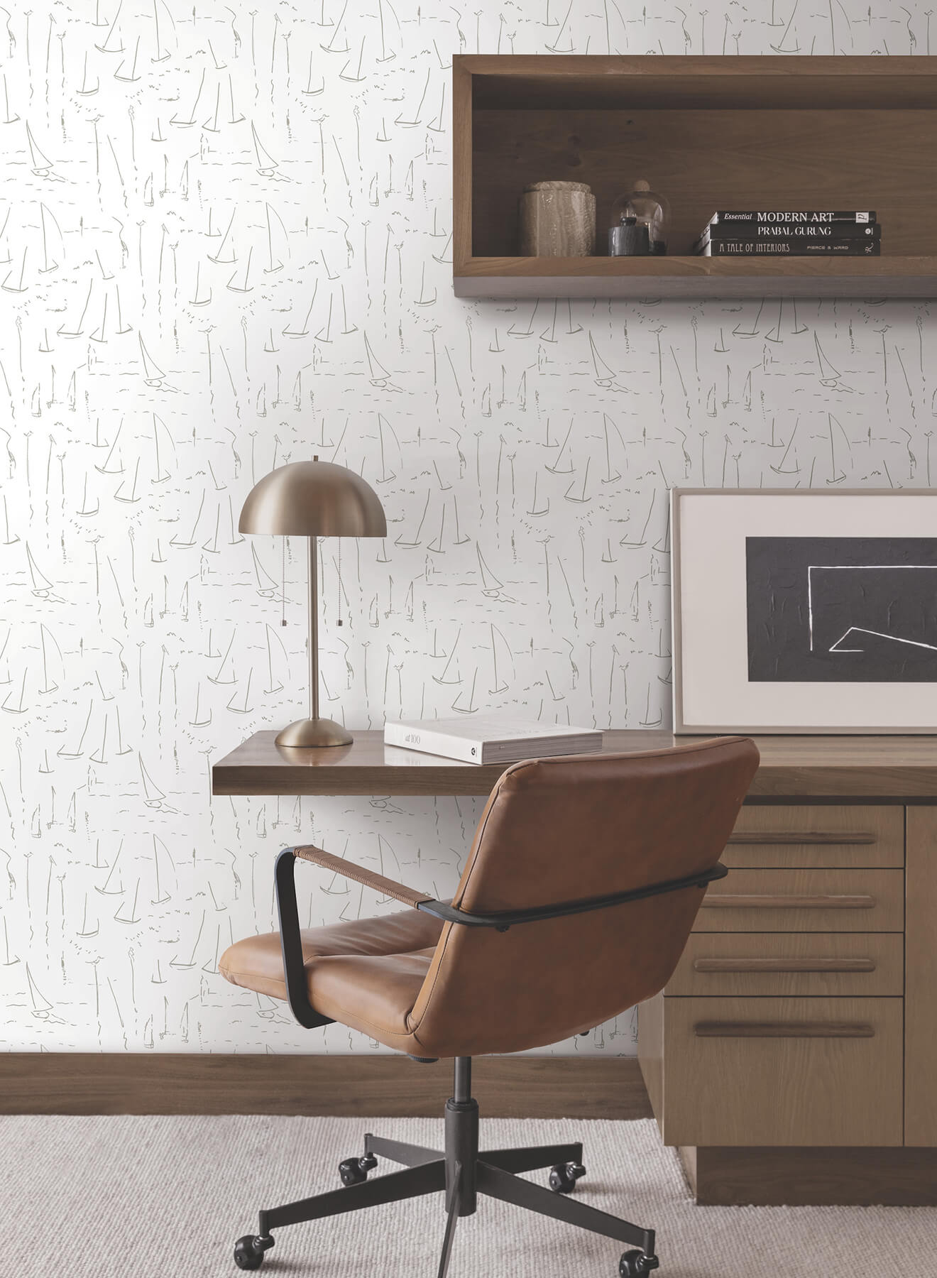 York Artisan Studio Vermillion Coast Wallpaper - Silver