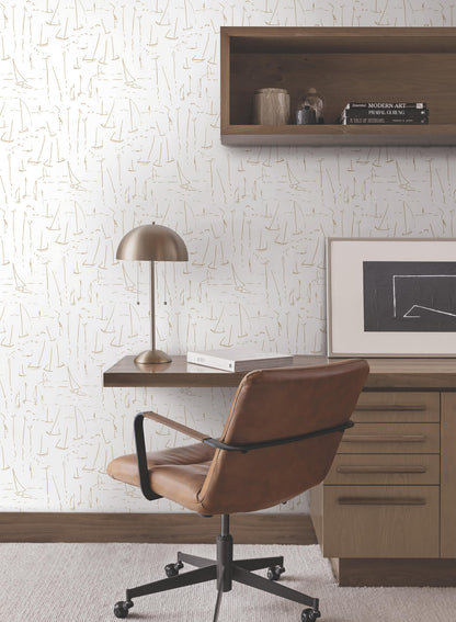 York Artisan Studio Vermillion Coast Wallpaper - Gold