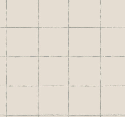 York Artisan Studio La Vitre Plaid Wallpaper - Lichen Grey
