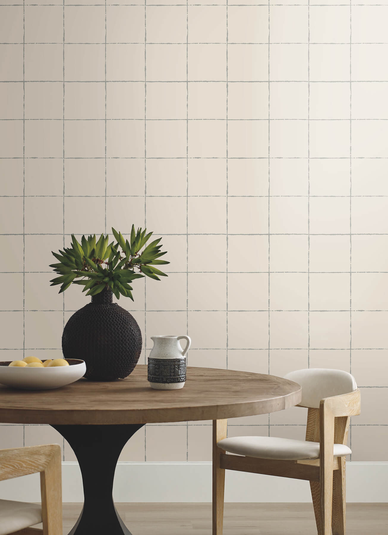 York Artisan Studio La Vitre Plaid Wallpaper - Lichen Grey