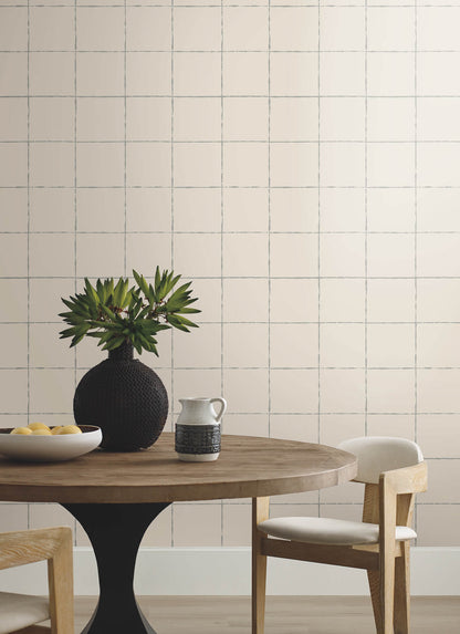 York Artisan Studio La Vitre Plaid Wallpaper - Lichen Grey