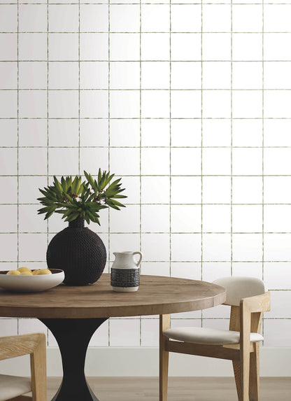 York Artisan Studio La Vitre Plaid Wallpaper - Leaf