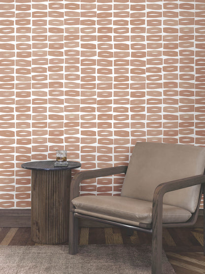 York Artisan Studio Modernist Motif Wallpaper - Terracotta