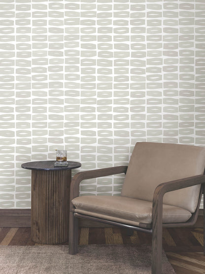 York Artisan Studio Modernist Motif Wallpaper - Lichen Grey