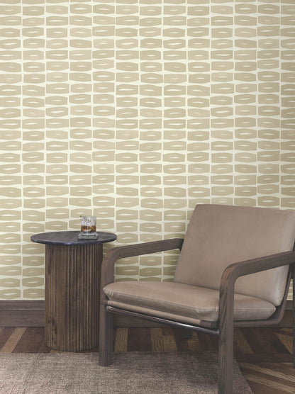 York Artisan Studio Modernist Motif Wallpaper - Linseed Oil