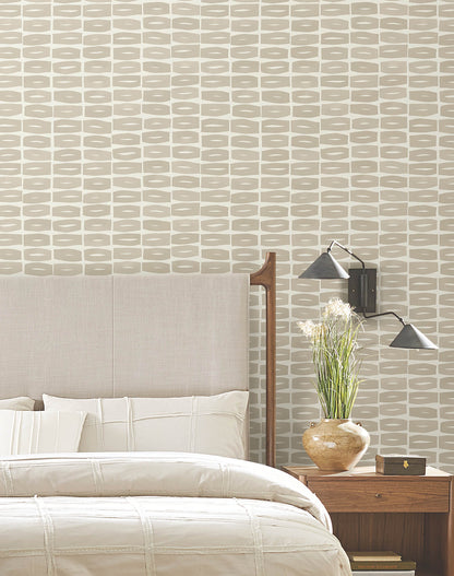 York Artisan Studio Modernist Motif Wallpaper - Linseed Oil