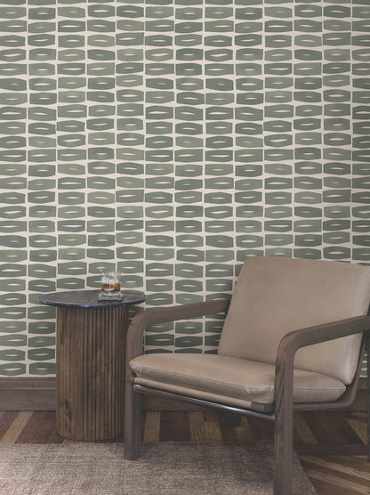 York Artisan Studio Modernist Motif Wallpaper - Carbon Black