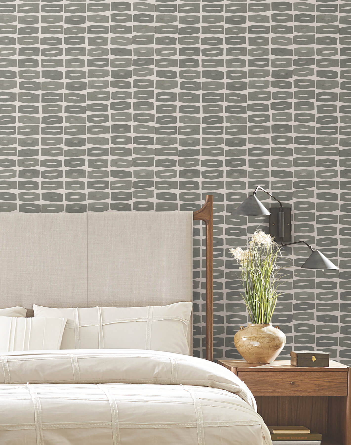 York Artisan Studio Modernist Motif Wallpaper - Carbon Black