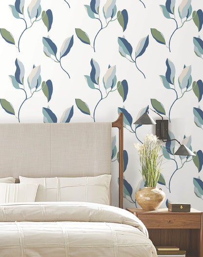 York Artisan Studio Brushwork Branches Wallpaper - Alpine & Cobalt
