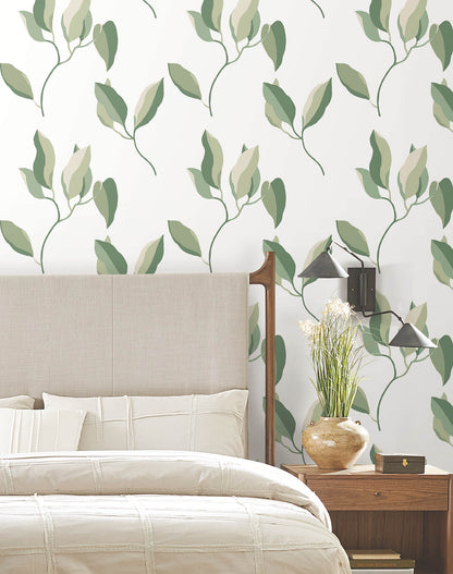 York Artisan Studio Brushwork Branches Wallpaper - Leaf Green