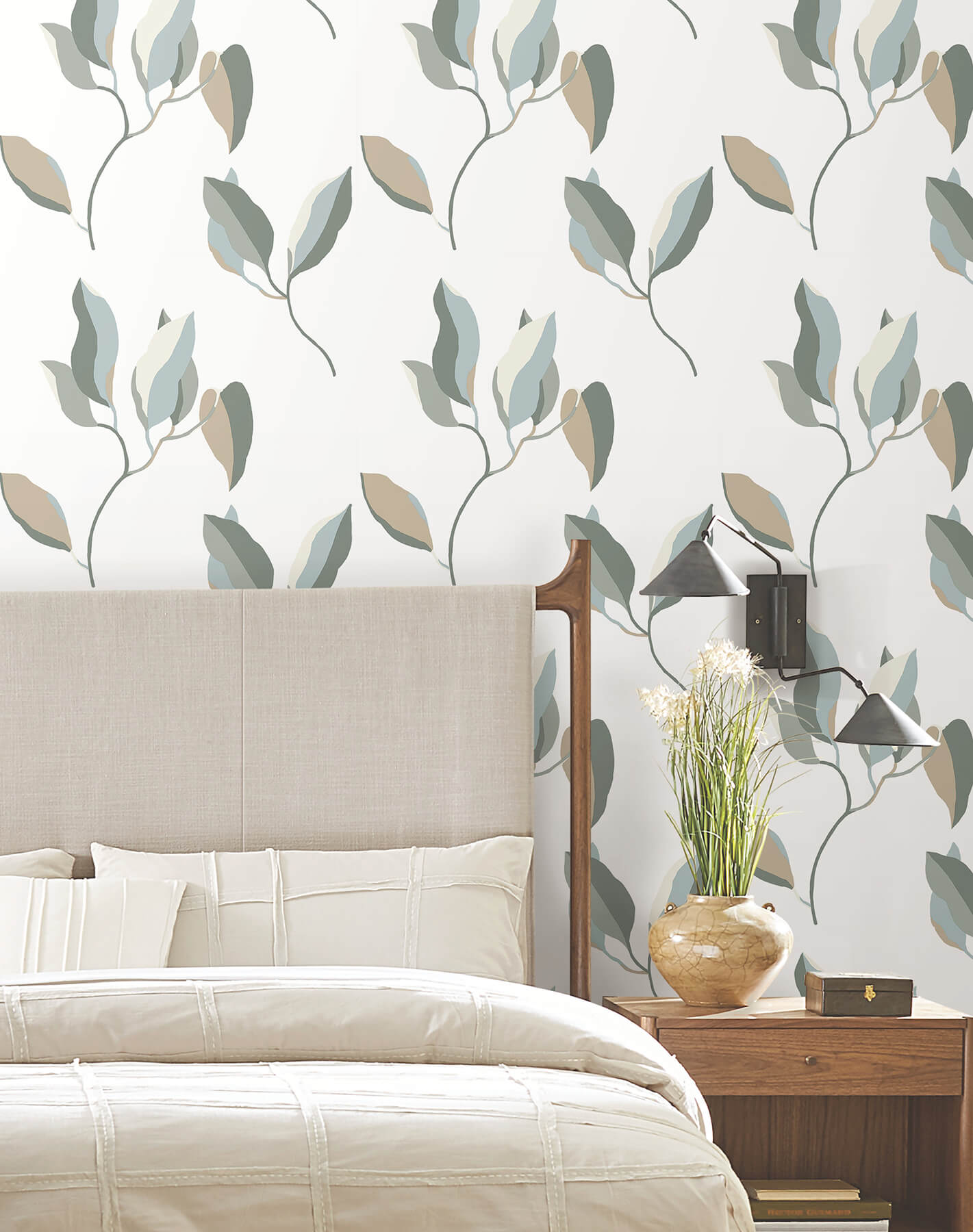 York Artisan Studio Brushwork Branches Wallpaper - Mineral & Olive