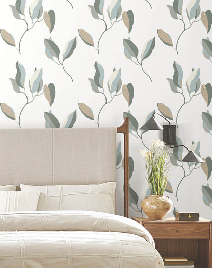 York Artisan Studio Brushwork Branches Wallpaper - Mineral & Olive
