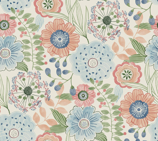 York Artisan Studio Artistic Bouquet Wallpaper - Multicolor
