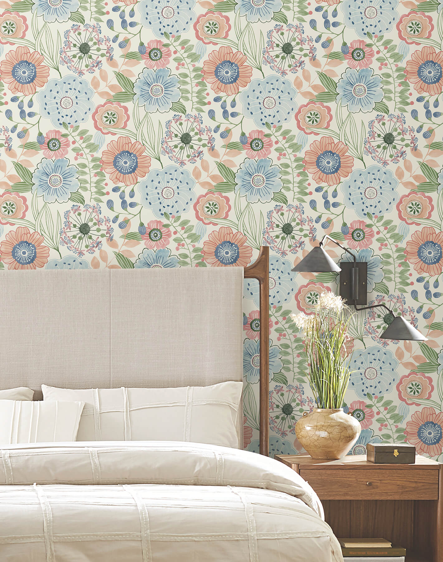York Artisan Studio Artistic Bouquet Wallpaper - Multicolor