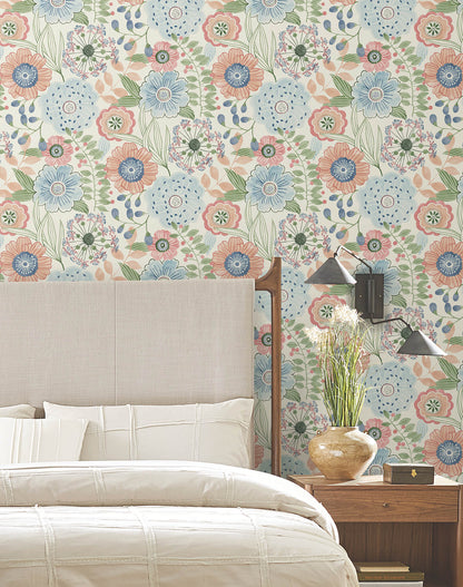 York Artisan Studio Artistic Bouquet Wallpaper - Multicolor