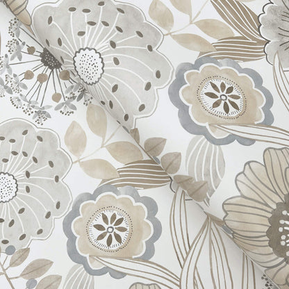 York Artisan Studio Artistic Bouquet Wallpaper - Neutral