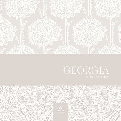 A-Street Prints Georgia Augusta Flock Wallpaper - Butter