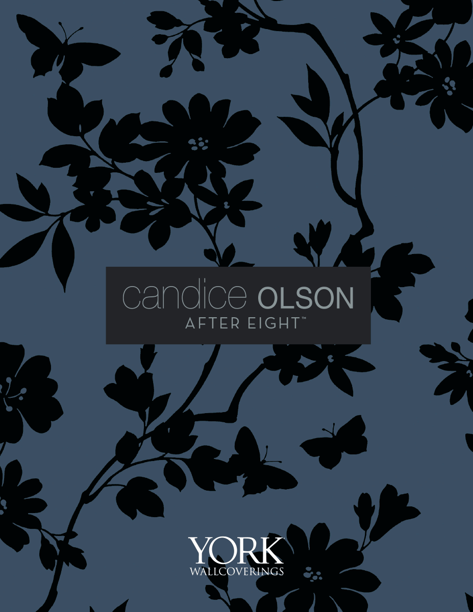 Candice Olson After 8 Flutter Vine Wallpaper - Blue & Black