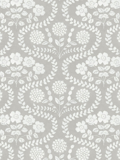 Simply Farmhouse Folksy Floral Wallpaper - Gray & White