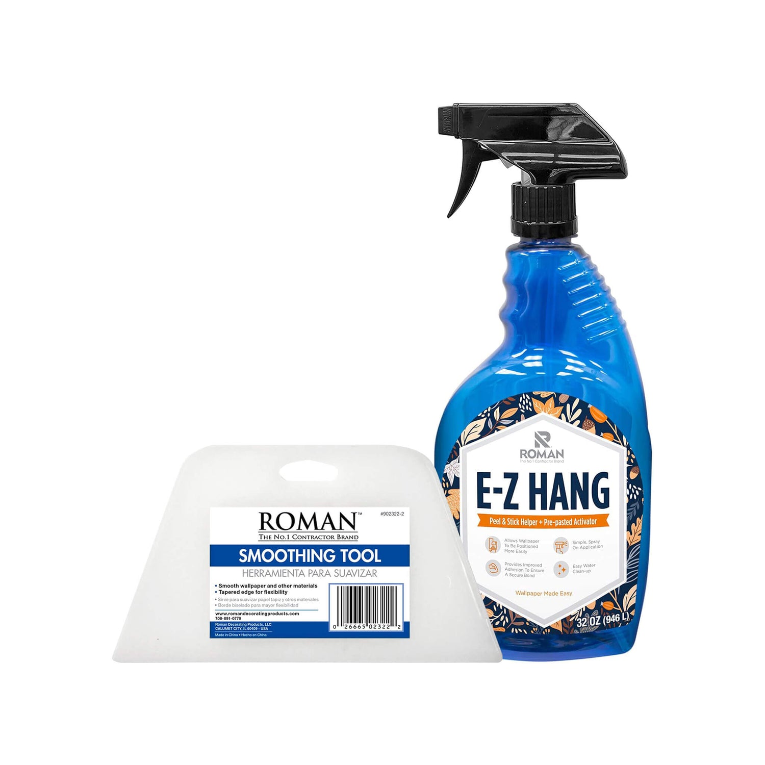 E-Z Hang peel and stick wallpaper installation kit with smoothing tool