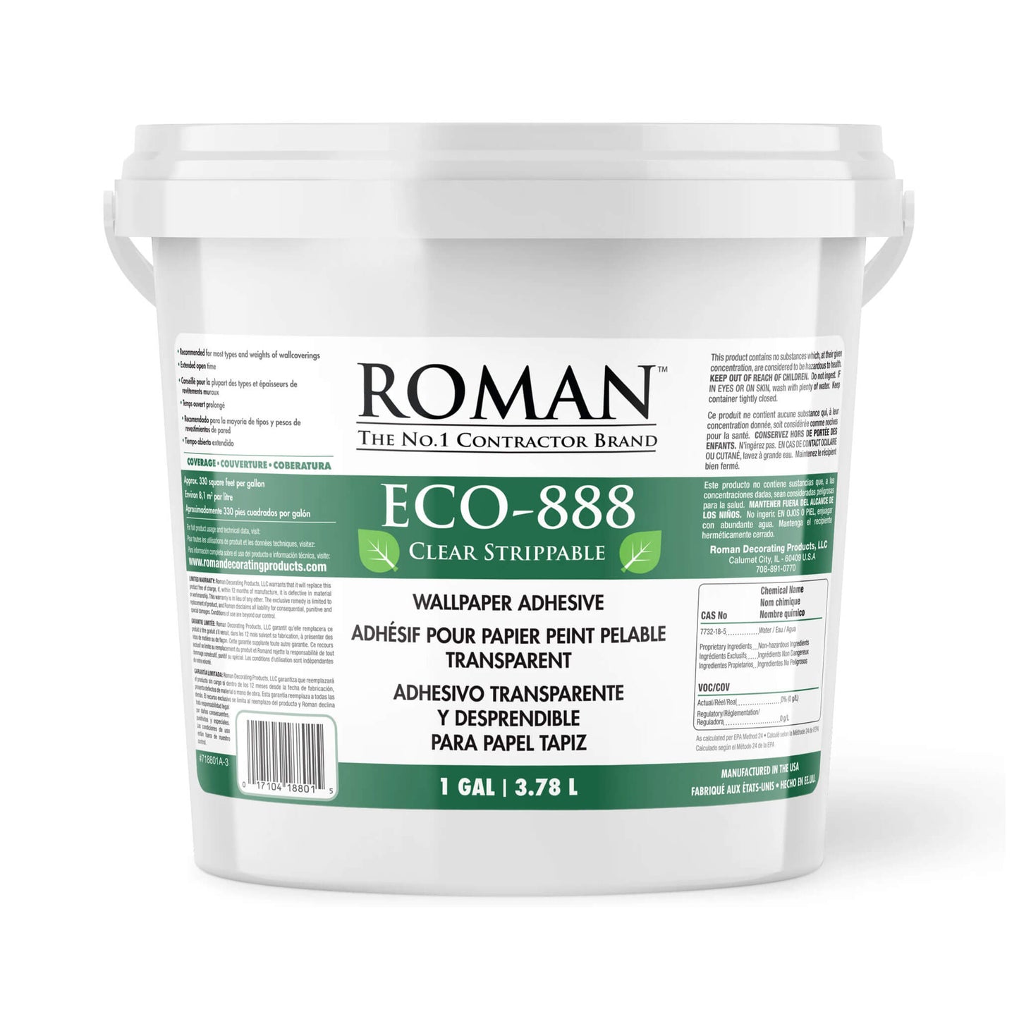 Roman ECO-888 Clear Strippable Wallpaper Adhesive 1 Gallon
