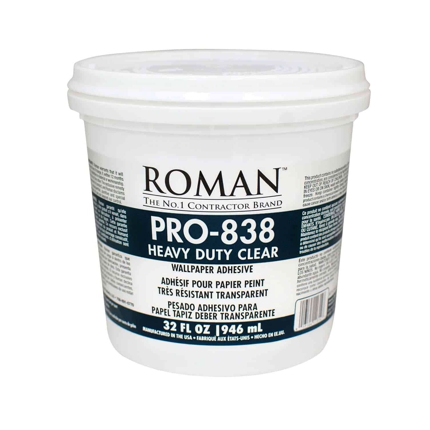 Roman PRO-838 Heavy Duty Clear Wallpaper Paste 32 oz – US Wall Decor