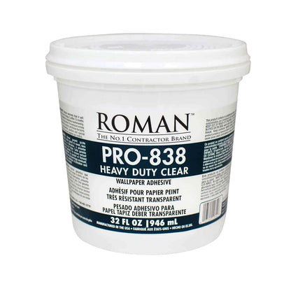Roman PRO-838 Heavy Duty Clear Wallpaper Paste 32 oz
