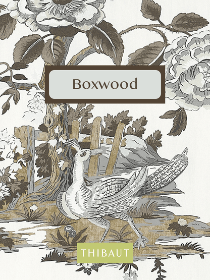 Thibaut Boxwood Breckenridge Wallpaper - Grey & Beige