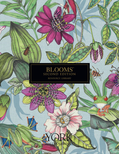 Blooms Second Edition Watercolor Bouquet Wallpaper - Cobalt