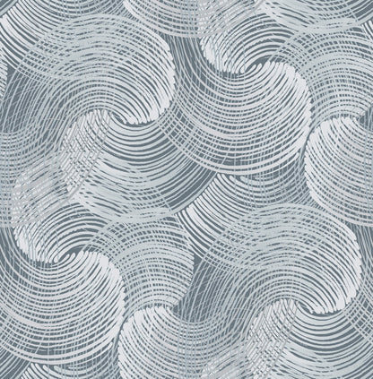 Scott Living Karson Swirling Geometric Wallpaper - Blue
