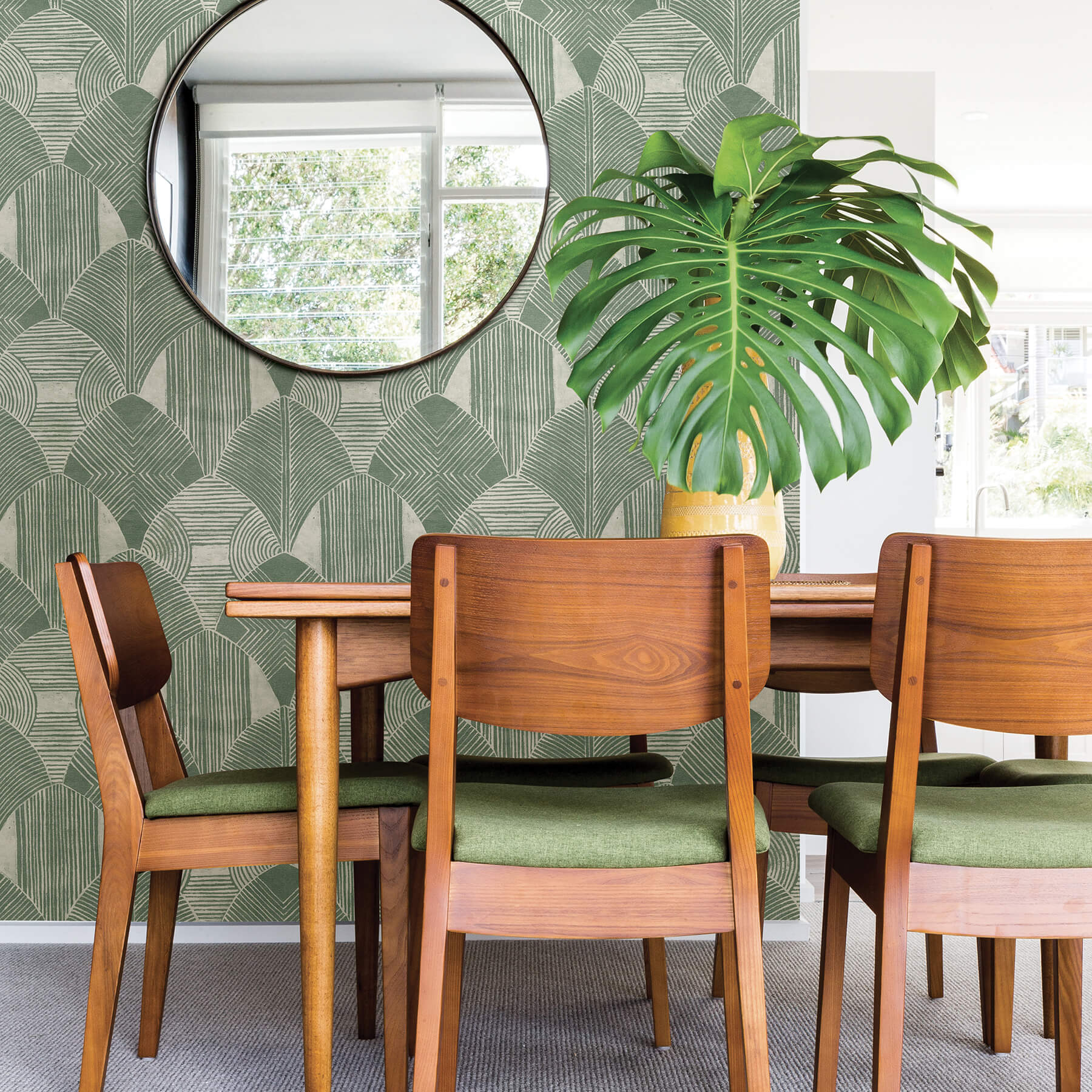 Scott Living Westport Geometric Wallpaper Green US Wall Decor