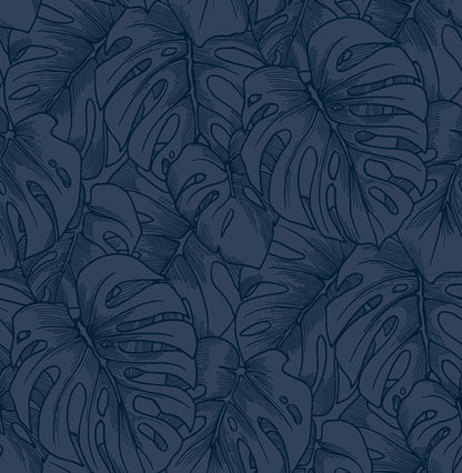 Scott Living Balboa Botanical Wallpaper - Indigo Blue