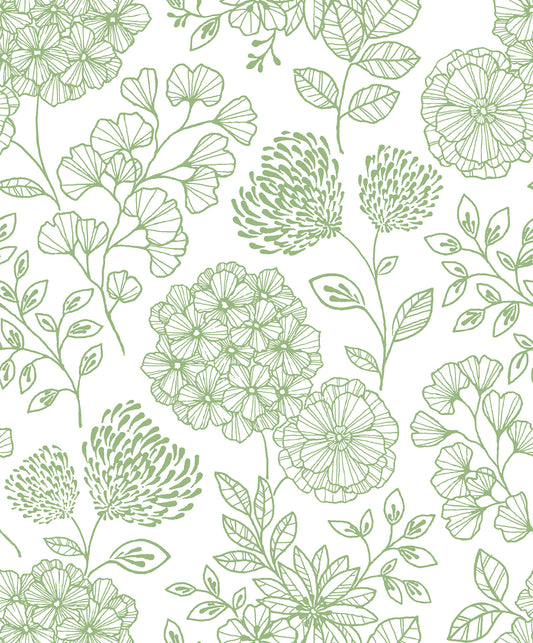 Scott Living II Ada Floral Wallpaper - Green