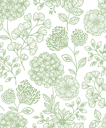 Scott Living Ada Floral Wallpaper - Green