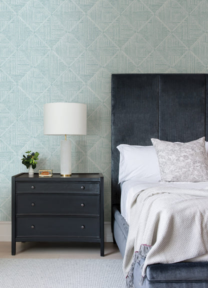 Scott Living Cade Geometric Wallpaper - Teal Blue