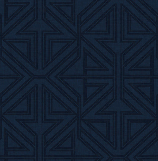 Scott Living II Kachel Geometric Wallpaper - Indigo Blue