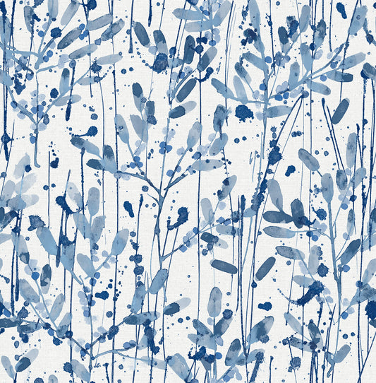 Scott Living II Leandra Floral Trail Wallpaper - Blue