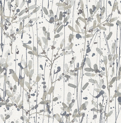 Scott Living II Leandra Floral Trail Wallpaper - Grey