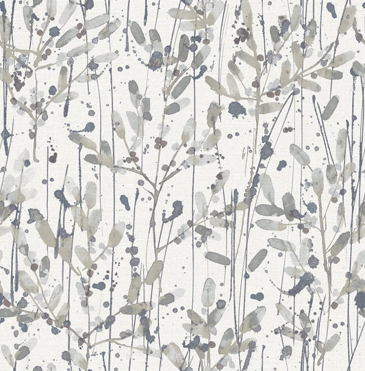 Scott Living Leandra Floral Trail Wallpaper - Grey