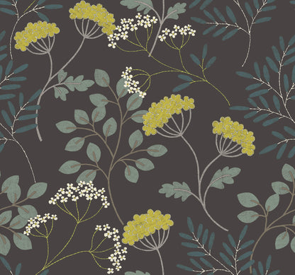 Scott Living II Sorrel Botanical Wallpaper - Black