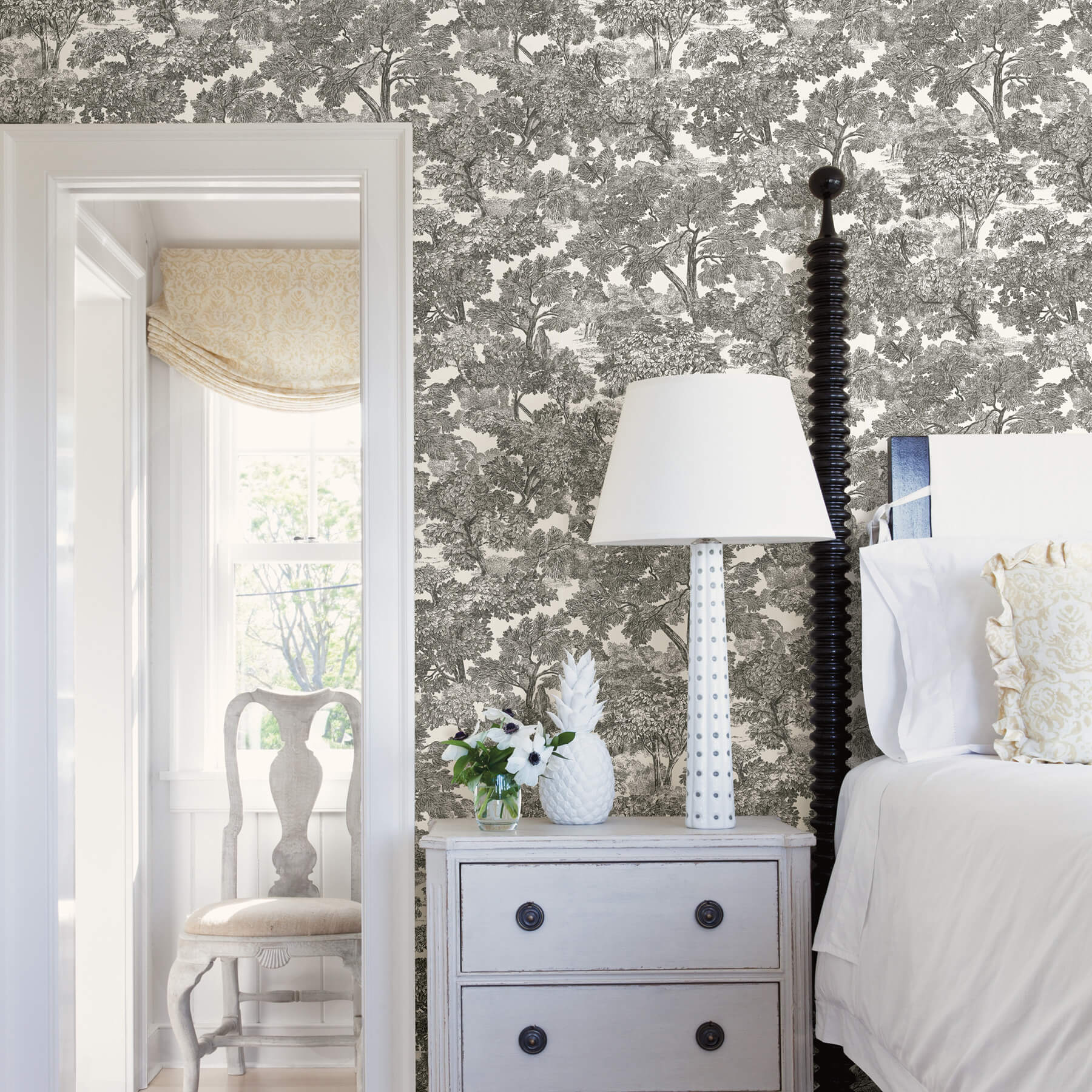 3115-12542 Chesapeake Farmhouse Spinney Toile Wallpaper - Black – US ...
