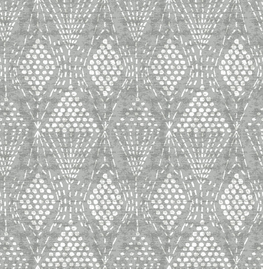 Happy A-Street Prints Grady Dotted Geometric Wallpaper - Grey