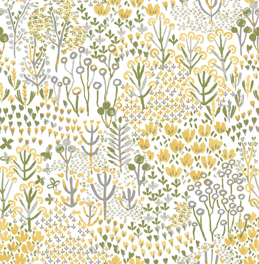 Happy A-Street Prints Chilton Wildflowers Wallpaper - Yellow