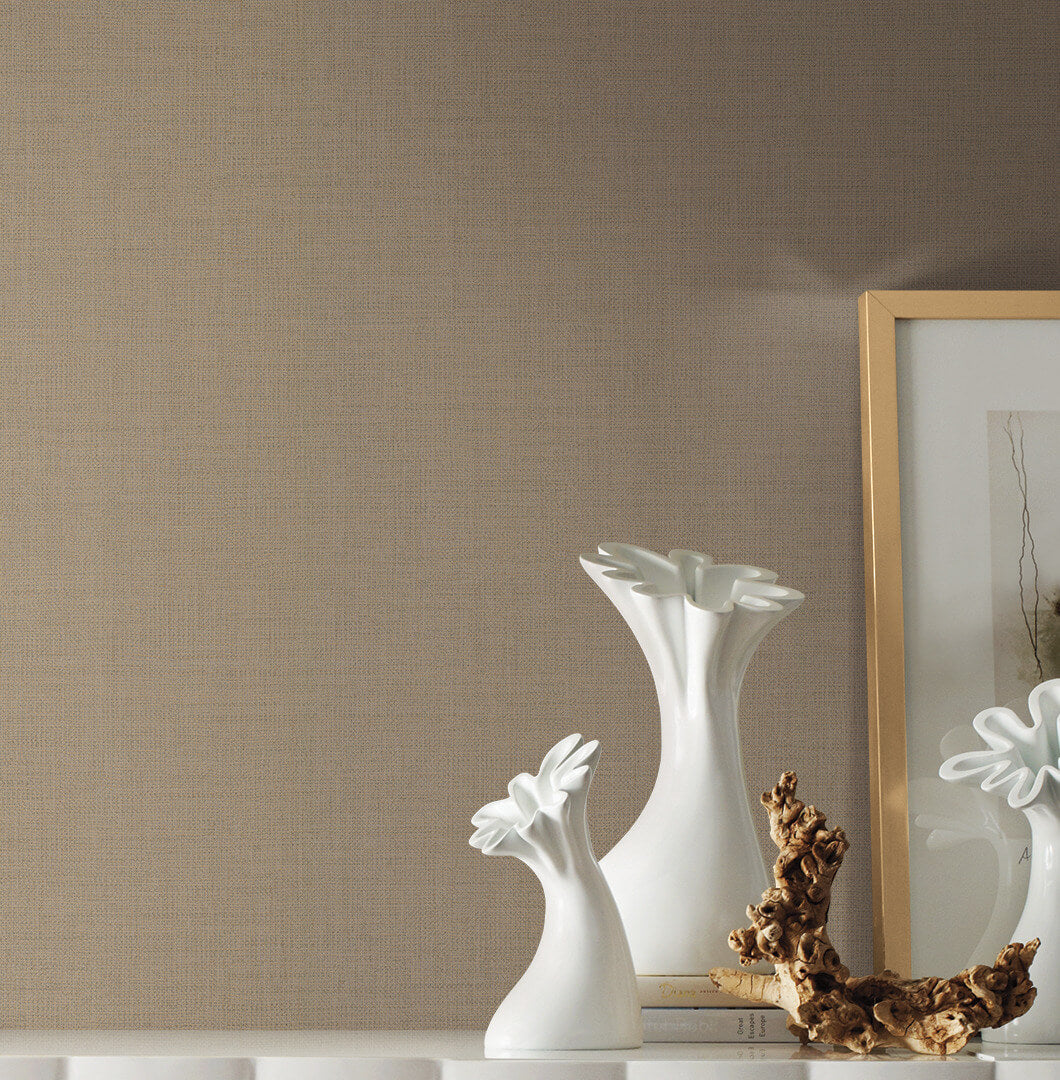 Handpainted Traditionals Gesso Weave Wallpaper - Camel